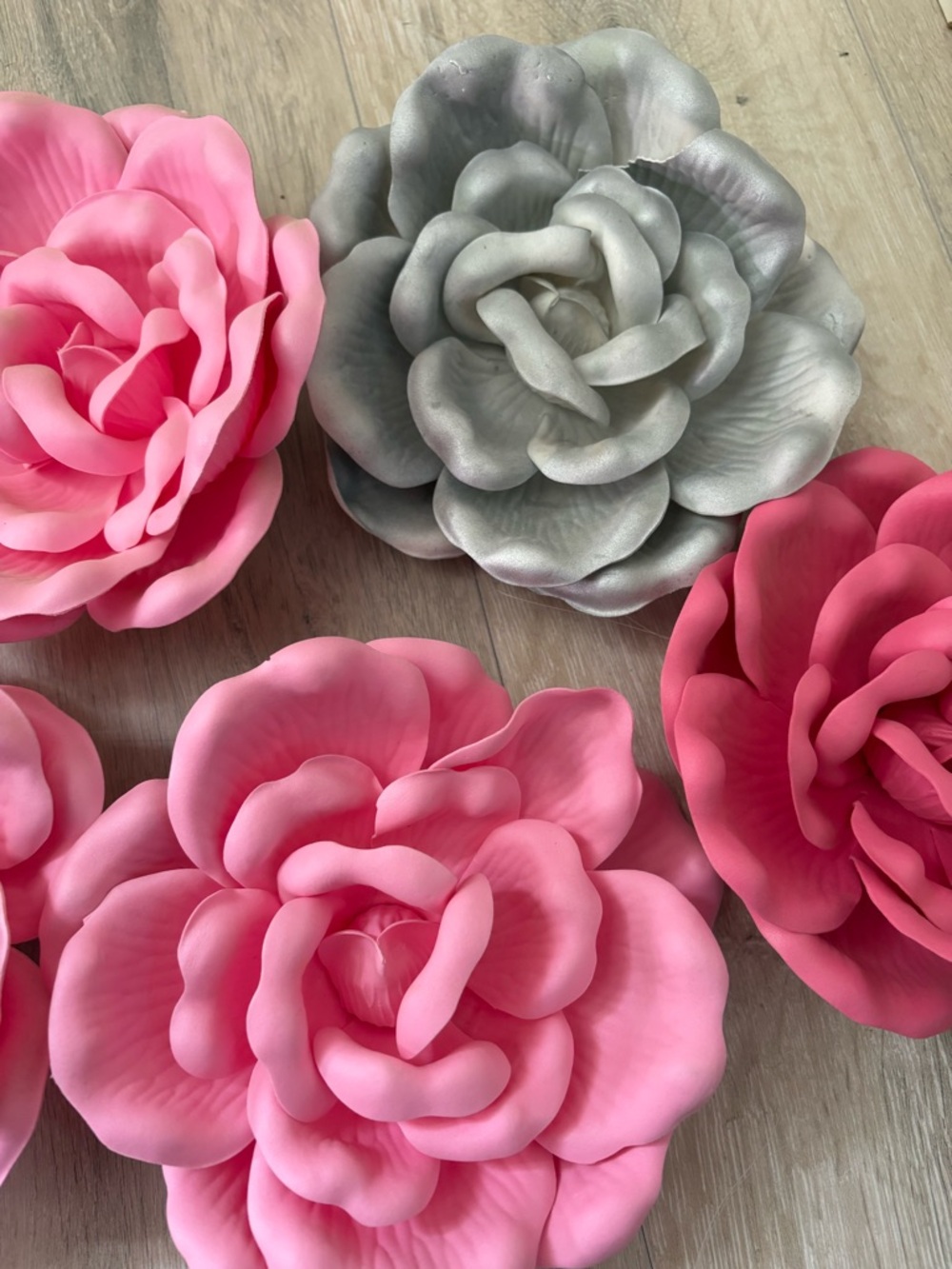 Set of Decorative Small Foam Flowers - Pink & Silver - Picture 3 of 4
